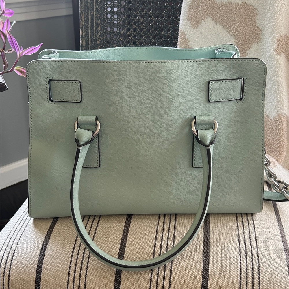 Michael Kors Mint Green Leather Satchel with Silver Hardware - Picture 12 of 12